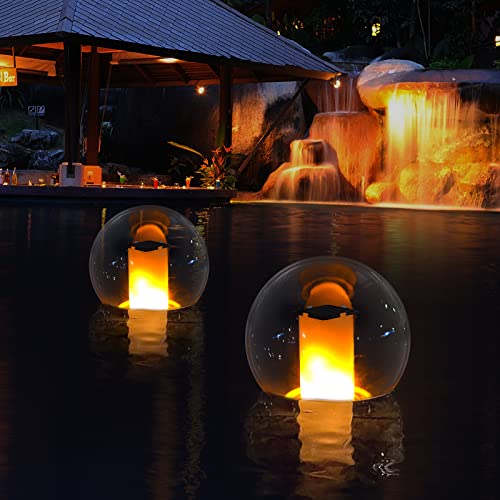 SUNTOUCH TREASURES - Solar Floating Pool Light, Solar Flame Light, Outdoor Waterproof Glowing Orb for Pool, Spa, Garden, Bedroom Night Decoration 1 Piece.