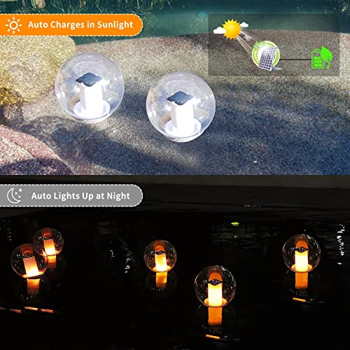 SUNTOUCH TREASURES - Solar Floating Pool Light, Solar Flame Light, Outdoor Waterproof Glowing Orb for Pool, Spa, Garden, Bedroom Night Decoration 1 Piece.