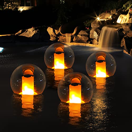 SUNTOUCH TREASURES - Solar Floating Pool Light, Solar Flame Light, Outdoor Waterproof Glowing Orb for Pool, Spa, Garden, Bedroom Night Decoration 1 Piece.