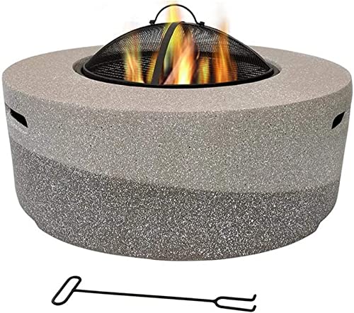 LEAYAN Garden Fire Pit Grill Bowl Grill Barbecue Rack Large Round Fire Pit with BBQ Grill Shelf Garden Patio Heater/BBQ/Ice Pit with Waterproof Cover,Outdoor Fire Pits