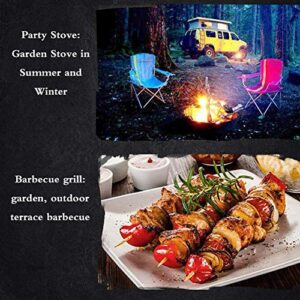 LEAYAN Garden Fire Pit Grill Bowl Grill Barbecue Rack Large Round Fire Pit with BBQ Grill Shelf Garden Patio Heater/BBQ/Ice Pit with Waterproof Cover,Outdoor Fire Pits