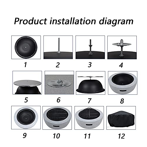 LEAYAN Garden Fire Pit Grill Bowl Grill Barbecue Rack Fire Pit Outdoor fire pits, fire pits with Spark Screens, Wood Burning fire pits in courtyards, Backyards and Gardens