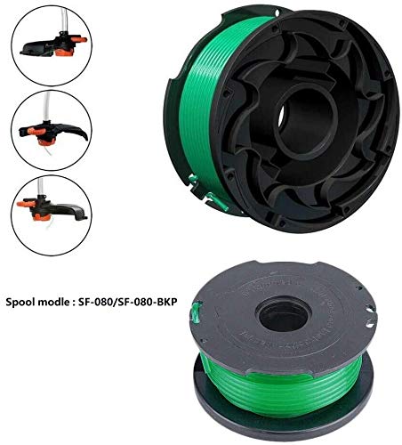 SF-080 Replacement Spool，GH3000 Trimmer Spools, Auto Feed Replacement Spools,20-Foot, 0.08-Inch, Auto Feed,Compatible with Black and Decker Weed Eater LST540 LST540B SF-080-BKP String Trimmer- 7 Pack