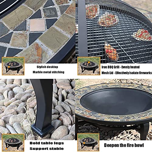 LEAYAN Garden Fire Pit Grill Bowl Grill Barbecue Rack Outdoor Fire Pit Garden Wood Burning Fire Bowl, Portable Outdoor Heating Fireplace, Used for Outdoor Cooking and Campfire