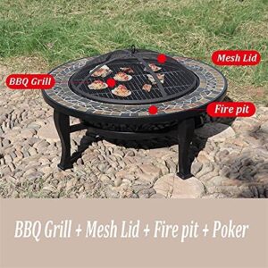 LEAYAN Garden Fire Pit Grill Bowl Grill Barbecue Rack Outdoor Fire Pit Garden Wood Burning Fire Bowl, Portable Outdoor Heating Fireplace, Used for Outdoor Cooking and Campfire