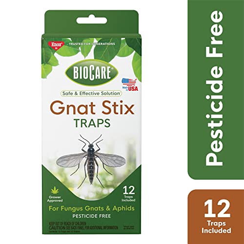 Enoz BioCare Gnat Stix for Fungus Gnats and Aphids, Pest Control for Plants and Greenhouses, Safe & Effective, 12 Pack