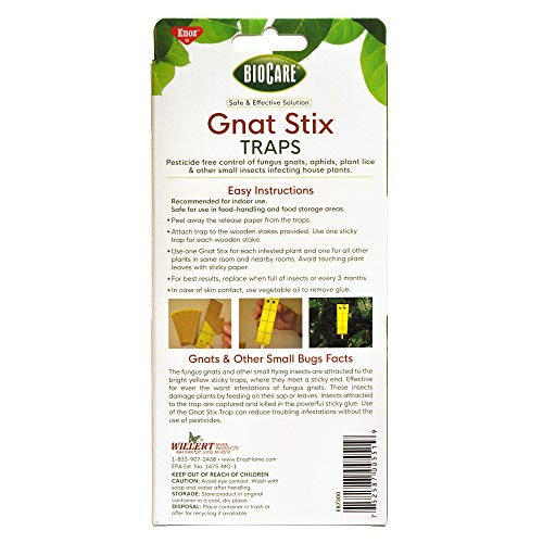 Enoz BioCare Gnat Stix for Fungus Gnats and Aphids, Pest Control for Plants and Greenhouses, Safe & Effective, 12 Pack