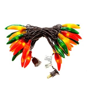 jinbest 35 colored chili pepper decorations lights, commercial 18ft brown wire string lights, for kitchen, living room, garden, patio