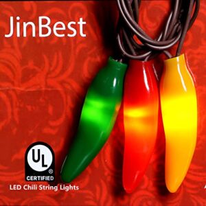 JinBest 35 Colored Chili Pepper Decorations Lights, Commercial 18ft Brown Wire String Lights, for Kitchen, Living Room, Garden, Patio