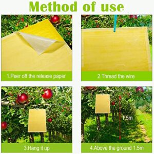 Cheechee 40-Pack Yellow Sticky Traps for Gnats, Fruit Fly Trap for Indoors/Outdoor Flying Plant Insect Killer Like Fungal Gnats, White Flies, Aphids, Leaf Miners - 6x8 in, 40pcs Twist Ties Included