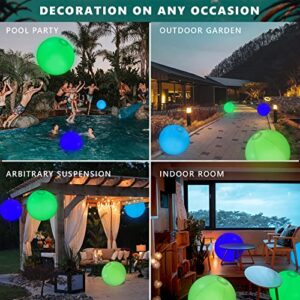 Maibiansm 4 Pack Floating Pool Lights, Inflatable LED Light Up Beach Balls for Kids, Waterproof Color Changing Led Glow Globe for Garden, Yard, Pool