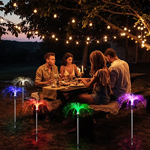 XINKAITE Solar Garden Lights Outdoor 2 Modes Jellyfish Lights 7 Color Changing Waterproof Yard Lights Decorative Flower Lights for Pathway Patio Decoration, 5 Pcs