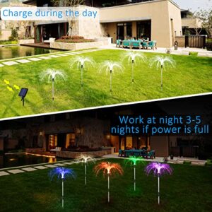 XINKAITE Solar Garden Lights Outdoor 2 Modes Jellyfish Lights 7 Color Changing Waterproof Yard Lights Decorative Flower Lights for Pathway Patio Decoration, 5 Pcs