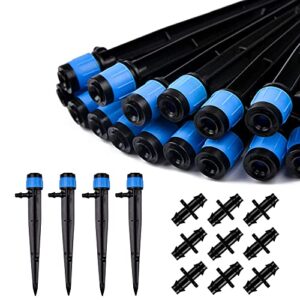 beadnova drip irrigation spray emitters 50pcs drip emitters for 1/4 inch with straight coupling full circle micro sprinkler adjustable irrigation drippers for drip irrigation parts garden patio lawn