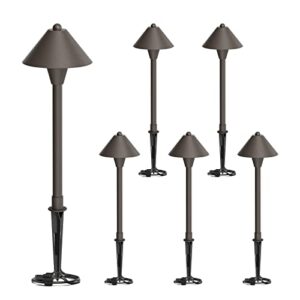 goodsmann low voltage pathway lights 6pk landscape lighting outdoor path lights wired 1.5w g4 led 120 lumens 3000k aluminum housing 12v bronze finish walkway driveway light with stake connector