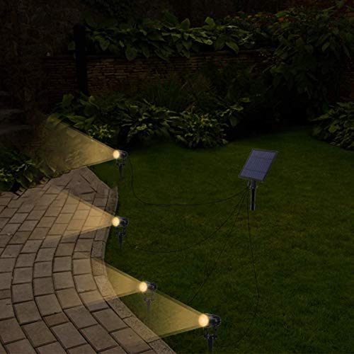 T-SUNUS Solar Garden Spotlight Outdoor, 4-in-1 Solar Spot Lights IP65 Waterproof 9.8ft Cable, 5W Separated Solar Panel, Auto On/Off for Tree Patio Yard Driveway Pathway Pool Area(Warm White 3000K)