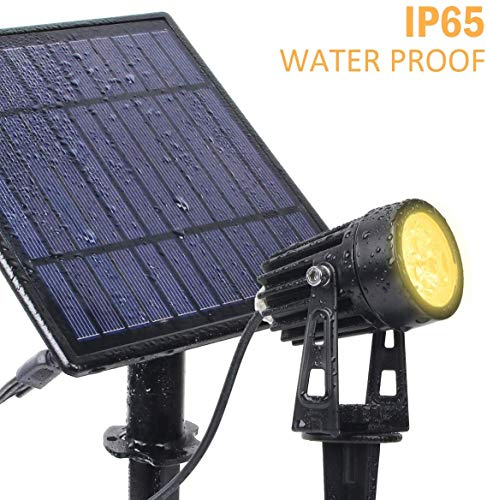 T-SUNUS Solar Garden Spotlight Outdoor, 4-in-1 Solar Spot Lights IP65 Waterproof 9.8ft Cable, 5W Separated Solar Panel, Auto On/Off for Tree Patio Yard Driveway Pathway Pool Area(Warm White 3000K)