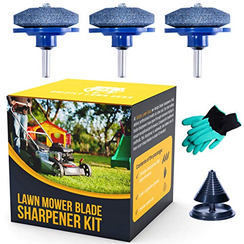 Lawn Mower Blade Sharpener Drill Attachment Kit Includes Free Blade Balancer Gloves for Power and Hand Drill Mower Blade Sharpener Lawnmower Blade Sharpeners