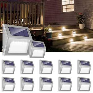 ithird solar step lights, 6 led solar fence lights waterproof deck step lights auto on/off solar powered outdoor lights for decks fences steps stairs garden backyard patio outside (12 pack daylight)