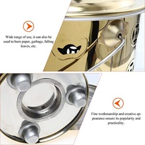 1PC Stainless Steel Paper Burn Barrel, Stainless Steel Incinerator Cage with Lid, Joss Paper Money Incinerator Can for Garden Paper Leaf Trash Wood Backyard Bonfire 11.79x10.53x10.53 Inch