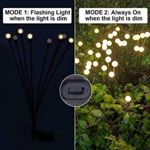 Solar Garden Lights, 10LED Solar Powered Firefly Lights, 2Pack Solar Outdoor Lights, Solar Lights, Swaying Garden Lights with 2Mode Twinkling / Steady-ON for Yard Garden Pathway Patio, Warm White