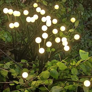 Solar Garden Lights, 10LED Solar Powered Firefly Lights, 2Pack Solar Outdoor Lights, Solar Lights, Swaying Garden Lights with 2Mode Twinkling / Steady-ON for Yard Garden Pathway Patio, Warm White