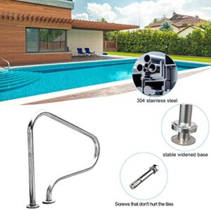 Pool Handrail 31.5 × 31.5 in Swimming Pools Railing,1PCS Stainless Steel Deck to Deck Mounted Pool Transitional Hand Rails - Complete Kit, for Spa Garden Round Pools