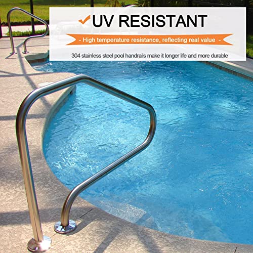 Pool Handrail 31.5 × 31.5 in Swimming Pools Railing,1PCS Stainless Steel Deck to Deck Mounted Pool Transitional Hand Rails - Complete Kit, for Spa Garden Round Pools