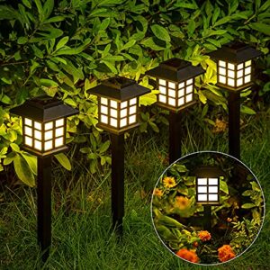gigalumi solar outdoor lights,12 pack led solar lights outdoor waterproof, solar walkway lights maintain 10 hours of lighting for your garden, landscape, path, yard, patio, driveway
