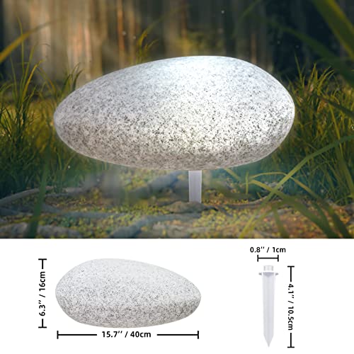 uuffoo Solar Garden Lights Outside Solar Lights Color-Changing with Remote Control Waterproof Glowing Cobblestone Shape Night Light for Garden Patio Lawn Pool Party(40 * 16CM)