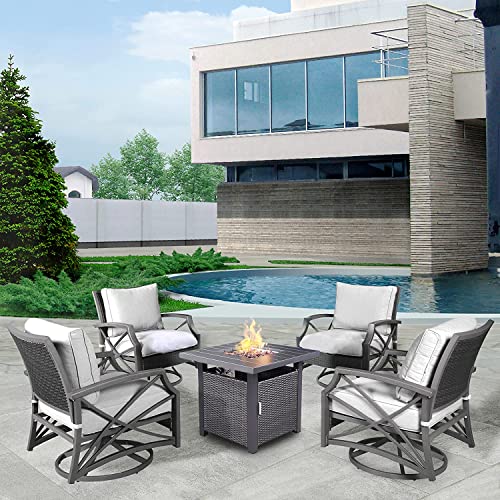 Lokingrise Fire Pit Table, 28 inch 50,000 BTU Outdoor Square Gas Fire Pit Table for Patio, Garden, Backyard（Grey） (28 Inch, Grey)