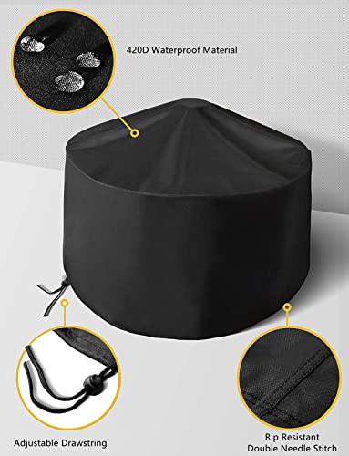 Patio Furniture Set Cover 95" L x 64" W x 39" H and Round Fire Pit Cover 30"x12", Heavy Duty Outdoor Full Coverage Patio Cover, Waterproof, Windproof, Dustproof and Anti UV, Suitable for All Seasons