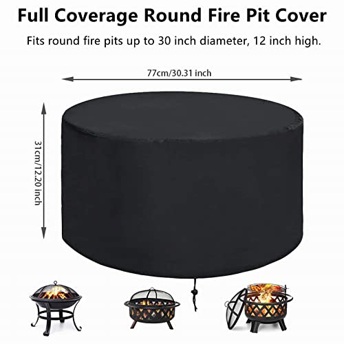 Patio Furniture Set Cover 95" L x 64" W x 39" H and Round Fire Pit Cover 30"x12", Heavy Duty Outdoor Full Coverage Patio Cover, Waterproof, Windproof, Dustproof and Anti UV, Suitable for All Seasons