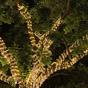 KAQ 115FT 300LED Warm White Christmas String Lights Indoor/Outdoor, Waterproof Christmas Lights with 8 Modes, Clear Wire Fairy Tree Lights for Garden Bedroom Christmas Decorations (Warm)