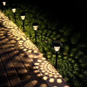 whousewe solar outdoor pathway lights 8 pack – led landscape garden lights solar powered, waterproof auto on / off wireless easy installation solar lights outdoor decorative for walkway patio yard
