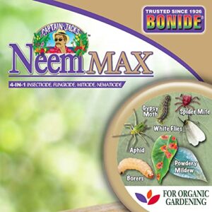 Bonide Captain Jack's Neem Max, 16 oz Concentrated Cold Pressed Neem Oil, Multi-Purpose Insecticide, Fungicide, Miticide, and Nematicide for Organic Gardening