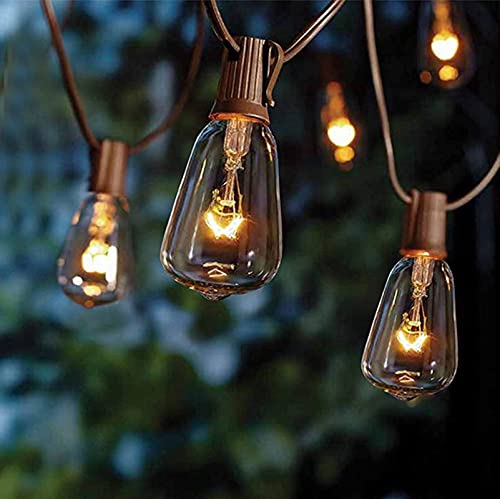 SUNSGNE 10Ft Outdoor Patio String Lights with 11 Edison Bulbs (1 Spare), Edison Bulb String Lights for Garden Backyard Porch Bistro Party Deck Umbrella, Brown