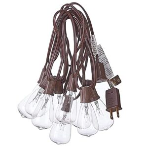 SUNSGNE 10Ft Outdoor Patio String Lights with 11 Edison Bulbs (1 Spare), Edison Bulb String Lights for Garden Backyard Porch Bistro Party Deck Umbrella, Brown