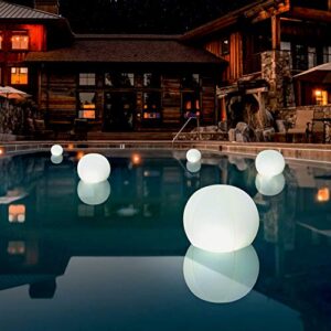 POP Design 2-PK 15" Floating Pool Lights, 4 Color Settings, Solar LED Balls, Inflatable, Waterproof, Floatable, Hangable, Night Mood Lights-Sphere Decorations-Pools-Backyard-Lawn-Parties-Events