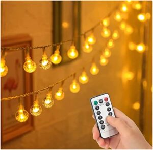 koopower 15ft string lights 30 crystal ball led plug in with remote (timer, 8 modes, dim+-) for garden patio yard home christmas parties wedding (warm white)