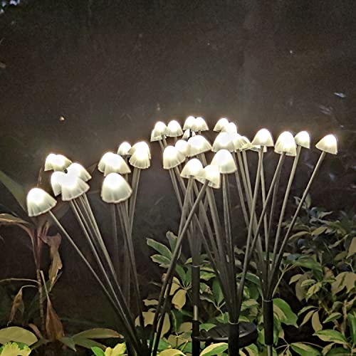 VIVICOMFY Solar Garden Lights - Solar Swaying Light, Sway by Wind, Solar Outdoor Lights,Solar Garden Decorative Lights Yard Patio Pathway Decoration, Warm White (4Pack)