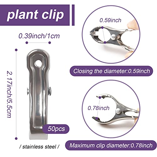 proturbo 50PCS Stainless Steel Greenhouse Clamps 2inch Greenhouse Clips Heavy Duty Garden Clips Windproof Strong Grip to Hold Down The Plant Cover or Shade Cloth on Garden Hoops or Greenhouse Frame