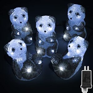 anycosy led panda lights, 8ft 5 panda decor lights, for patio fence garden birthday party indoor outdoor decoration (panda)