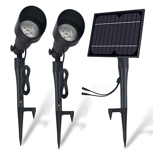 Solar Spot Lights Outdoor, 360°Adjustable Waterproof Landscape Spotlights, 2-in-1 Wireless Auto On/Off, Solar Powered Spot Light Dusk-to-Dawn for Yard Backyard Trees House Garden Walkway (2 Pack)