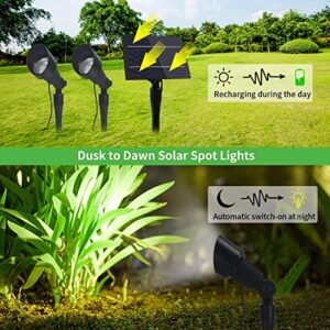 Solar Spot Lights Outdoor, 360°Adjustable Waterproof Landscape Spotlights, 2-in-1 Wireless Auto On/Off, Solar Powered Spot Light Dusk-to-Dawn for Yard Backyard Trees House Garden Walkway (2 Pack)