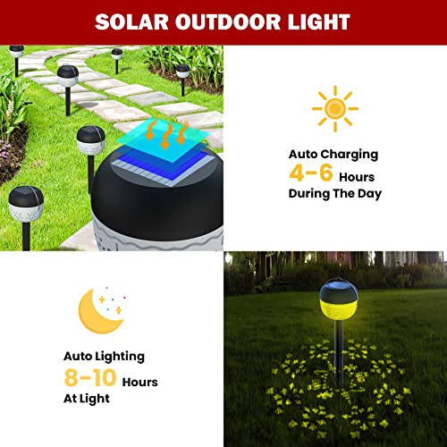 Solar Outdoor Lights, HAMOPY 8 Pack Christmas Outdoor Solar Pathway Lights, IP65 Waterproof Solar Powered Garden Path Lights Decorative Lights, Color Changing Landscape Light for Garden, Yard, Walkway