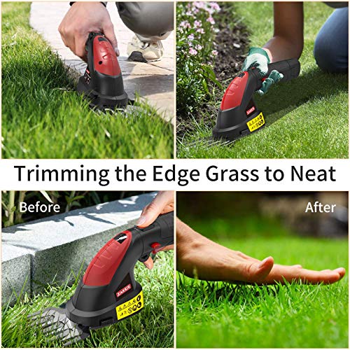 Magic Zaker Cordless Grass Shear & Hedge Trimmer - 7.2V Electric Shrub Trimmer 2-in-1 Handheld Hedge Cutter/ Grass Trimmer/ Hedge Clipper with Rechargeable Battery and Charger