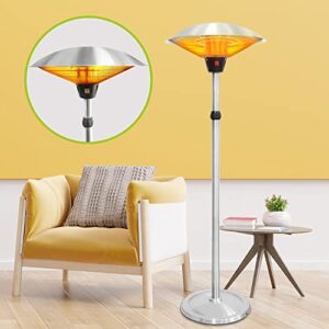 fast heating! – indoor & outdoor 1500w electric infrared patio heater, waterproof & tip-over protection, perfect for garden, balcony, garage, backyard, and more! (eph-sil)