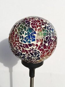colorful ball solar lights (#whitem003r), solar power multi-color color changing led mosaic crackle glass ball decorative garden yard light stake lamp