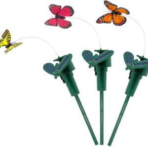 3 PCS Fluttering Solar Butterfly - Solar Garden Decor Flying Butterflies, Butterfly Ornaments - Solar Yard Decor, Solar Powered Garden Ornaments Decorative Butterflies for Gardens and Walkways